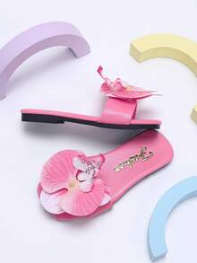 1 Pasang Sandal Jepit Anak Gaya Bohemian Motif Bunga Merah Muda, Cocok Untuk Musim Panas, Pernikahan, Pemakaian Sehari-hari, Pesta, dan Acara Lainnya, Nyaman Sepanjang Hari (Ukuran Lebih Kecil, Silakan Pilih Ukuran yang Sesuai Berdasarkan Panjang Bagian Dalam) - Berwarna merah muda - View 4