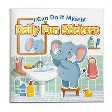 Libro de actividades con pegatinas divertidas diarias, juego de pegatinas de escenas lindas con personajes y objetos para mezclar y combinar, juegos de completar imágenes y emparejar para potenciar la creatividad, la concentración y la observación, perfecto para jugar en casa, tiempo de viaje y actividades en el aula - Cuaderno de aprendizaje con pegatinas temáticas - Ver 14