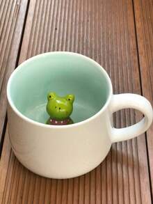 可愛卡通白色陶瓷馬克杯，3D動物圖案杯，包含樹懶、青蛙、乳牛、鴨子、獨角獸、恐龍，創意咖啡/茶杯，適合作為節日禮物或生日禮物 - 白色 - 查看 5