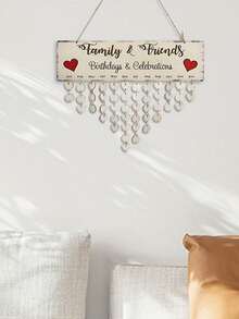 1pc Wooden Home Decor Hanging Plaque, Birthday Calendar Reminder Hanging Decoration, Simple Heart-Shaped,Home Decor ,Room Decor,Wall Decor Gifts Graduation - Beige - View 6