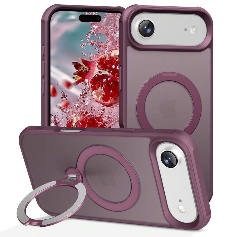 Funda para teléfono: Compatible con iPhone 17 Pro Max Air / 15 / 14 / 16 Plus; admite fijación magnética y cuenta con un diseño antideslizante y semitransparente. - Rojo - Ver 1