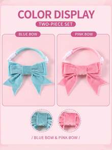 Kalung Hewan Peliharaan Pita Beludru Kawat Perak yang Dapat Diatur, Set 2pcs/4pcs, Aksesori Dekorasi Pesta Ulang Tahun Kucing dan Anjing dengan Pita Lucu - MultiWarna - View 8