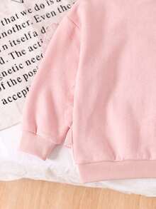 Girls' Cute Heart Pattern Pink Long Sleeve Pullover Sweatshirt For Spring And Autumn - Pink - View 8