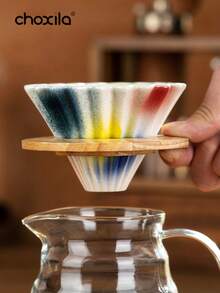 choxila 1個彩虹陶瓷咖啡濾杯，7色手沖咖啡濾杯，蛋糕杯，咖啡濾杯，手沖咖啡濾杯 - 彩虹摺紙濾杯 - 查看 3