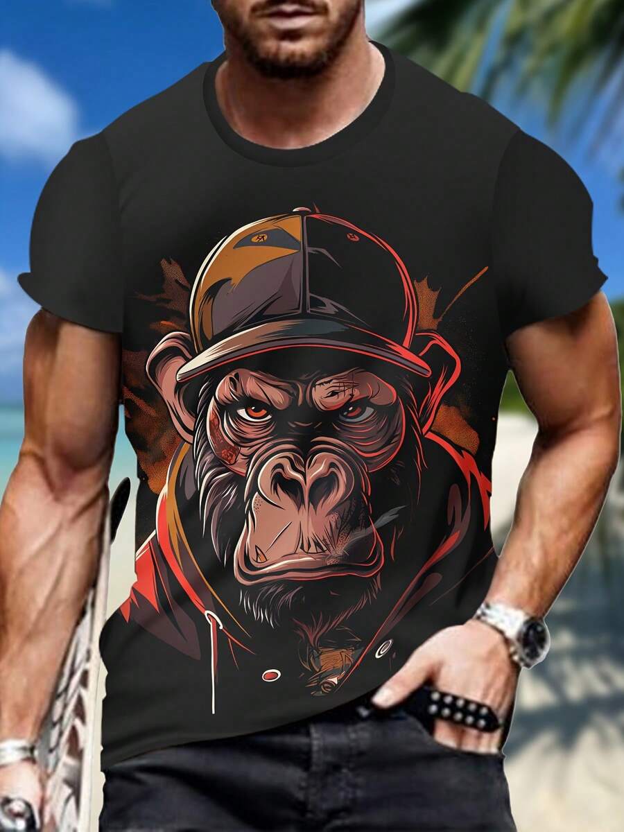 [Pierson Selection] Adult T-Shirt With 3D Digital Print, New Summer T-Shirt For Men - Mixed Colors - View 1