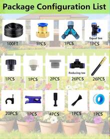 Drip Irrigation System - 360° Adjustable Micro Sprinkler Kit, Easy Tool-Free Installation, Fine Mist Spray For Potted Garden Plants, Greenhouse - 30米+26個噴霧噴嘴 - 查看 2