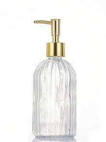 1pc 350ml Glass Soap Dispenser With Rust-Resistant Stainless Steel Pump Head, Vertical Stripe Design, Premium Bathroom Soap Dispenser, Suitable For Kitchen And Bathroom - Multicolor - View 13