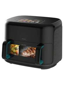 Cecotec Airfryer 10L: Grill & Plancha 3-in-1, Integrierter Smoker, Doppelte Heizung für gleichmäßiges Garen, Zwei 5,5L Fächer, 10 Menüs, 2800W Power, Gesundes Kochen - Verschiedenfarbig - Übersicht 5
