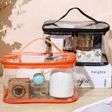 Transparent Makeup Bag With Zipper, Waterproof Toiletry Bag, Portable Cosmetic Storage Bag, Transparent Travel Organizer Bag, Toiletry Bag With Handle, Suitable For Bathroom, Travel, Vacation - Multicolor - View 7