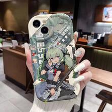 Funda para teléfono: Funda para teléfono Corins de chica con pelo verde y coletas gemelas, compatible con 17 16 16e 15 14 13 12 11 Pro X XR XSMAX 8 Plus, cubierta suave con ondas 3D - Colores mezclados - Ver 5