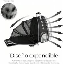 Mochila Transportadora de Mascotas, Perros y Gatos, Back Pack Portátil para Mascota Pequeña (Máximo 10Kg) Medidas: Ancho 26cm Largo 33cm Altura 42cm (Negro) - Negro - Ver 4