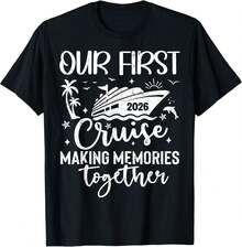 Unisex Adult T-ShirtOur First Cruise 2026 Together Family Trip Matching Couples T-Shirt - Black - View 1