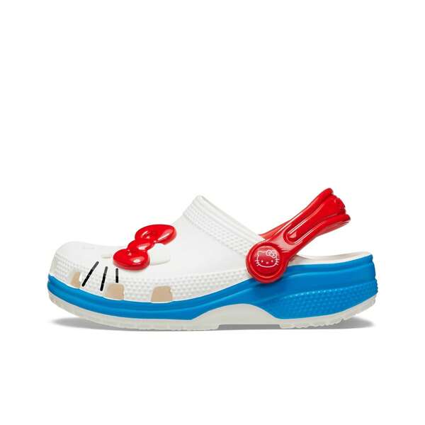 Crocs X Hello Kitty Classic Clog - Comfortable And Breathable Outdoor Shoes, Unisex, White, Red, And Blue