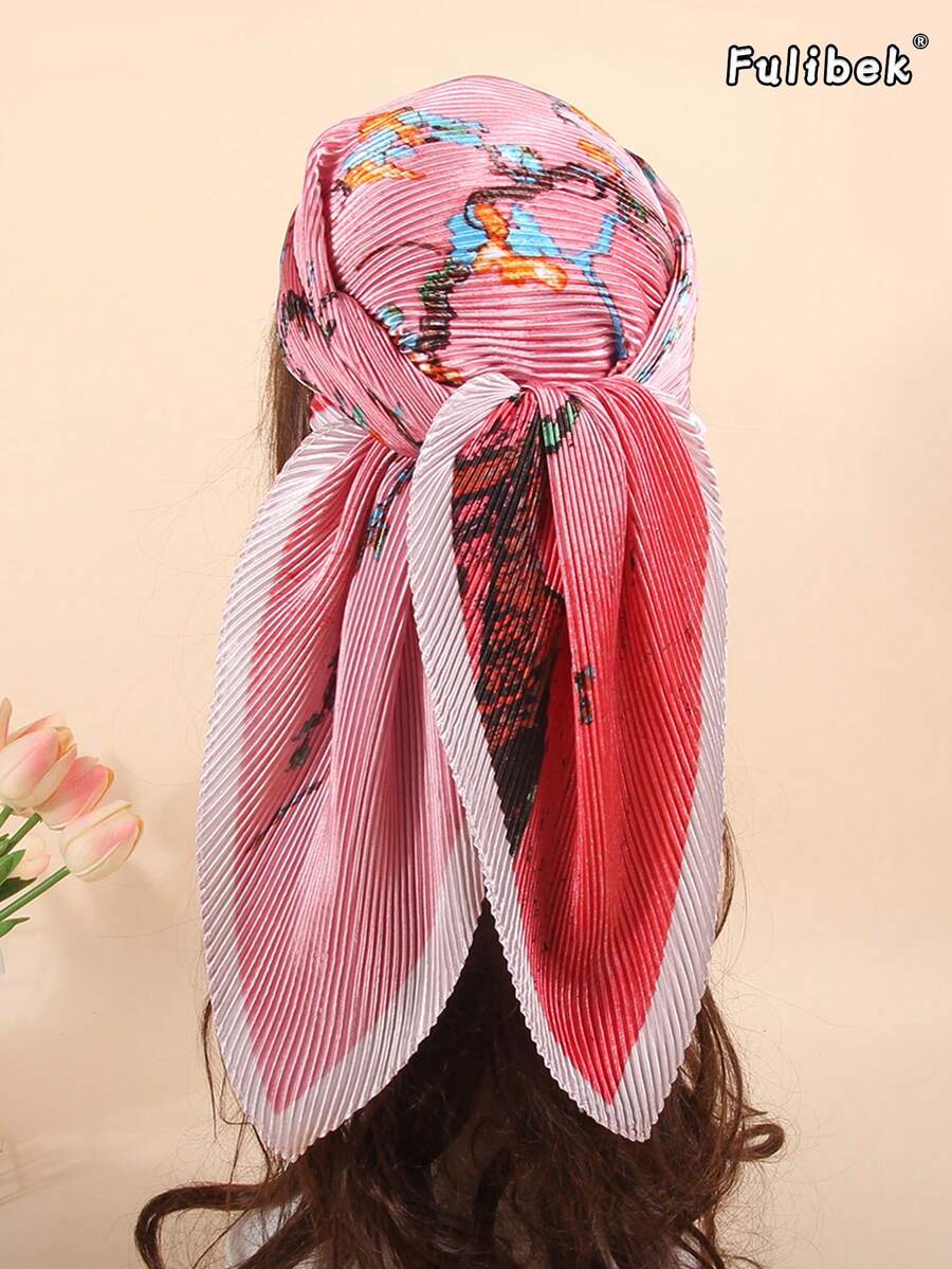 1件四季新款 90cm 女款純色皺紋絲綢方巾,女用頭巾與方巾,髮飾、頭巾、髮帶、髮圈、髮箍、服飾配件,適合海灘度假與日常生活,為您的造型增添亮點 - 粉色 - 查看 1