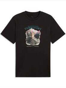 Puma Men's Graphics Short Sleeve Knit Collarless T-Shirt 63689401 - Black - View 2