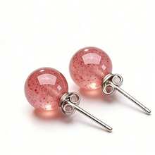 par de aretes minimalistas de plata pura y cristal rosa, aretes de piedras preciosas naturales, pequeños y elegantes para uso diario, plata de ley 925 hipoalergénica, regalo de cumpleaños - Naranja Coral - Ver 7