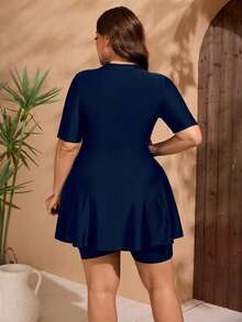 Women Plus Size Sports Dresses - Navy Blue - View 2