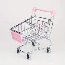 1pc Random Style Small Metal Shopping Cart, Unique Desktop Storage Organizer Tool, Suitable For Various Colors And Styles, Compatible With Office And Home Environments[Random Color] - Multicolor - View 4