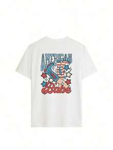 Camiseta de  de talla grande con estampado de vaquera en la parte trasera Elección perfecta de regalo de cumpleaños o festividad pra amigos, familiares, novio o novia - Blanco - Ver 1