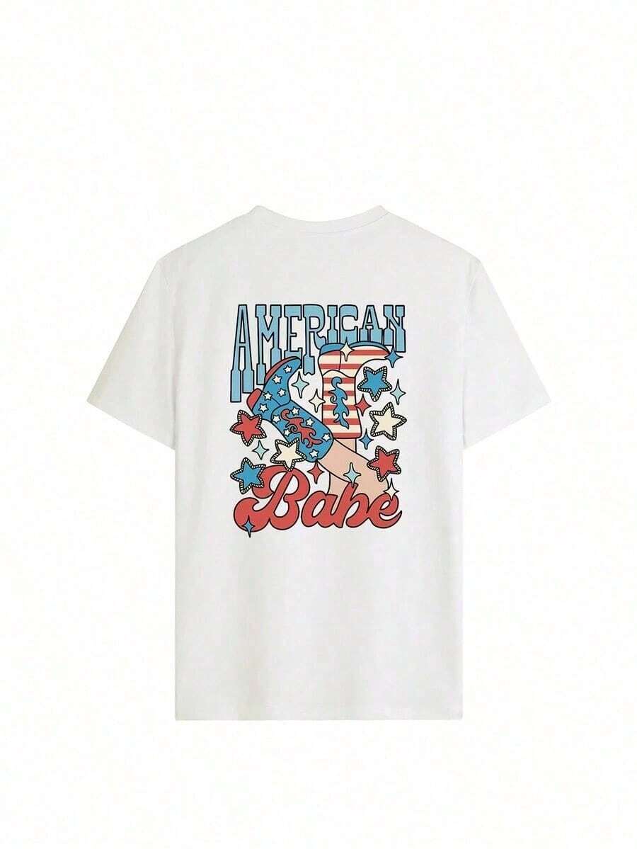 Camiseta de de talla grande con estampado de vaquera en la parte trasera Elección perfecta de regalo de cumpleaños o festividad pra amigos, familiares, novio o novia - Blanco - Ver 1