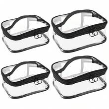 Transparent Makeup Bag With Zipper, Waterproof Toiletry Bag, Portable Cosmetic Storage Bag, Transparent Travel Organizer Bag, Toiletry Bag With Handle, Suitable For Bathroom, Travel, Vacation - Multicolor - View 1