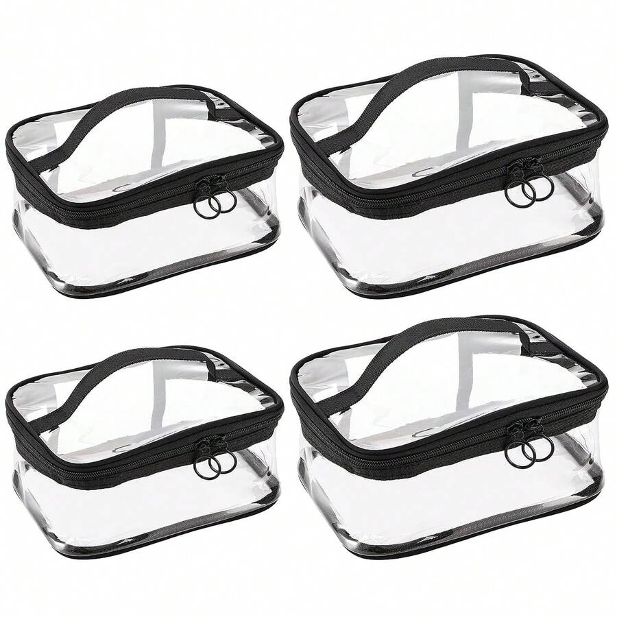 Transparent Makeup Bag With Zipper, Waterproof Toiletry Bag, Portable Cosmetic Storage Bag, Transparent Travel Organizer Bag, Toiletry Bag With Handle, Suitable For Bathroom, Travel, Vacation - Multicolor - View 1