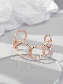 pieza de brazalete abierto minimalista de metal (tamañajustable) - Negro de pistola - Ver 5
