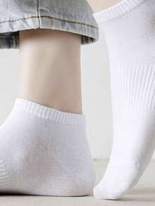 5/10/20/30 Pairs Multi-Color Mixed Fashion Casual Couple Women's Short Socks, Men's Socks, White Socks, Adult Socks, Women's Boat Socks, Men's Boat Socks, Student Socks, Summer Socks, Suitable For All Seasons, Perfect For Home And Travel Use - White - View 4