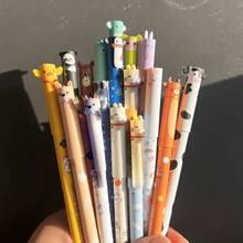 24件/14件套可擦拭動物造型筆 [4支筆+20個替芯]/[4支筆+10個替芯] 返校禮物，內置感溫橡皮擦，書寫順滑且易於擦除，多彩設計，適合學習、手帳記錄與創意寫作 - 彩色 - 查看 6