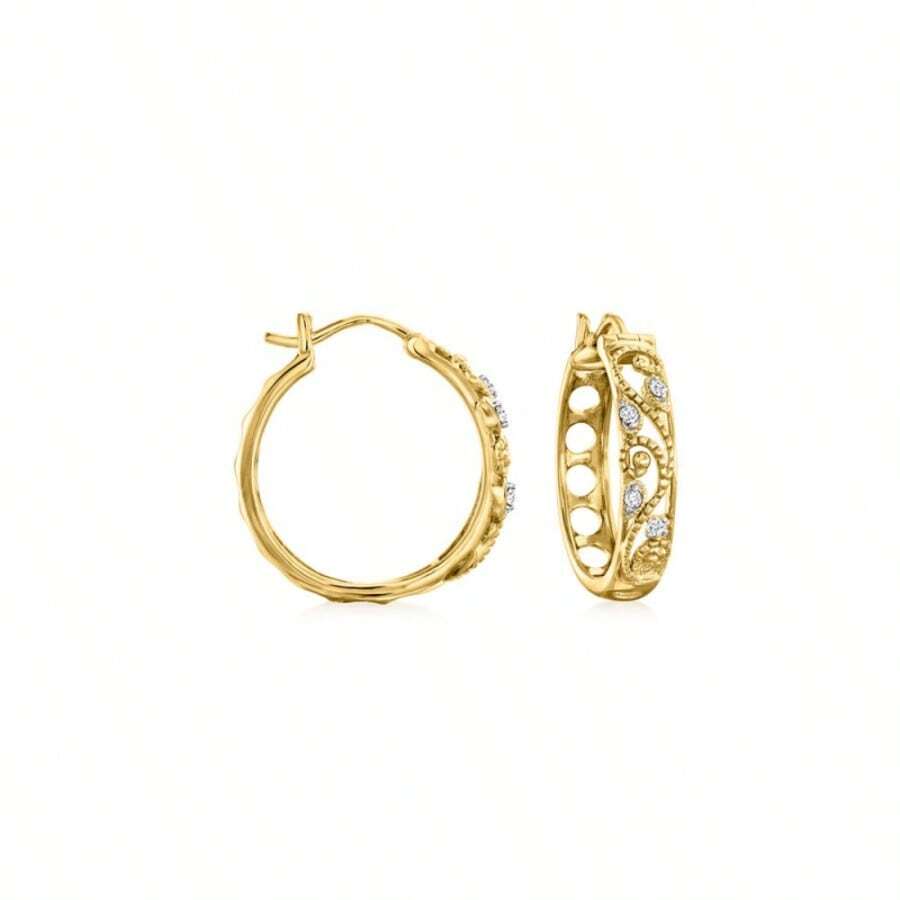 Vintage Exquisite Hollow Plant Leaf Hoop Earrings, Classic Elegant Design, Versatile Practical Daily Accessory - Gold - View 1