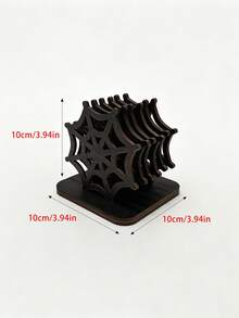 1/4/6Pcs Wooden Halloween Spider Web Coasters With Base, Halloween Tabletop Decor, Multi Sizes Available - Halloween - View 11