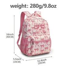 Student Backpack - Bowknot Print Design Backpack, Suitable For Teenagers And Middle School Students, Best Gift For Back To School Season - Multicolor - View 3