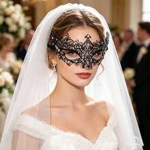 1pc Wedding Halloween Mask Eye Cover, Black Starry Rhinestone Mask, Adult Women Party Eye Accessory, Masquerade Ball Accessory, Party Gathering Photo Prop, Holiday Costume Prop, Suitable For Halloween, Bride, Evening Party, Masquerade Ball, Holiday Party, Cosplay - Multicolor - View 7