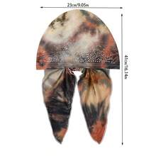 1 pieza Nuevo estilo europeo & americano pañuelo de cabeza con degradado tie-dye, adornado con strass, con dos colas curvas y diseño de avión - Multicolor - Ver 2