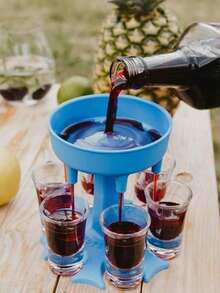 Liquor Dispenser And Stand, 6-Slot Liquor Dispenser, Creative Wine Decanter Funnel With Base, Suitable For Wine, Whiskey, Beer And Spirits, Perfect For Parties And Drinking Games (Glasses Sold Separately), Suitable For Outdoor Activities - Multicolor - View 5