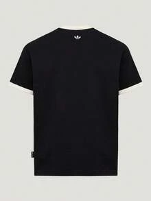 Adidas Originals Men's  WISH TEE Short Sleeve Knit Collarless T-Shirt TK7774 - Black - View 2