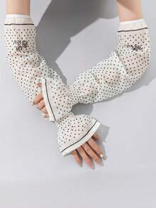 1 Pair Polka Dot Mesh Flare Sleeve Arm Warmers, Soft Thin Breathable Arm Covers - Off-white - 261 - View 5
