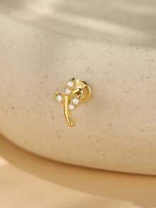 EleRunis 1PC 925 Sterling Silver Tassel Star Moon Flat Back Labret Conch Tragus Cartilage Helix Threaded Piercing Fine Jewelry For Daily Wear Party - Gold - View 3