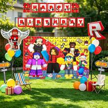 Roblox 4SET Party Decoration Background Decor, 1Set/15pCS Banner Birthday And Graduation Party Gift Balloons. Suitable For Thanksgiving, Halloween And Christmas Events Suitable For Celebration, Party And Unique Occasions - ROBLO Foil Balloons B Banner Background - View 3