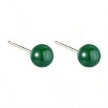 par de aretes minimalistas de plata pura y cristal rosa, aretes de piedras preciosas naturales, pequeños y elegantes para uso diario, plata de ley 925 hipoalergénica, regalo de cumpleaños - Verde - Ver 7