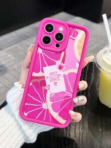 1pc Summer Rose Red Grapefruit Pulp Slice Pattern TPU Shockproof Full Coverage Protective Case Compatible With Apple 7P/8Plus/16/16PLUS/16PRO/16PROMAX/XR/XSMAX/11/11Pro/11ProMax/12/12Pro/12ProMax/13/13Pro/13ProMax/14/14Pro/14Plus/14ProMax/15/15Pro/15Plus/15ProMax Fashion New Phone Shell - Multicolor - View 3