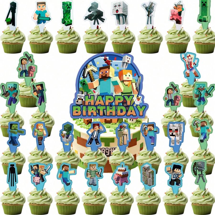 Tarjetas decorativas para pasteles, accesorios para decorar pasteles de cumpleaños infantiles, enchufables - Ver 1