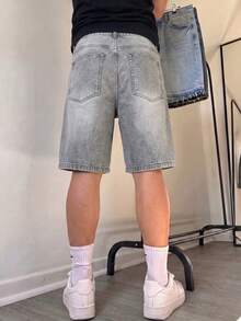 Herren Sommer Lässig Denim Shorts ohne Stretch - Grau - Übersicht 2