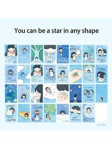1 Box Of Any Shape Of Stars, Inspirational Text Gift Message Cards, Unique Personal Postcards, Student Motivation Cards - Lucky Clover - View 8