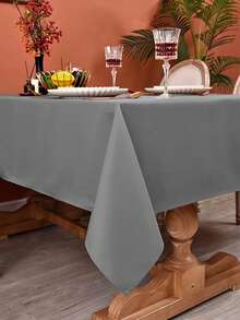 1pc Stain-Resistant Polyester Fiber Washable Tablecloth, Suitable For Wedding, Banquet, Restaurant, Buffet, Birthday Party, Welcome Party, Home Decor - Grey - View 4