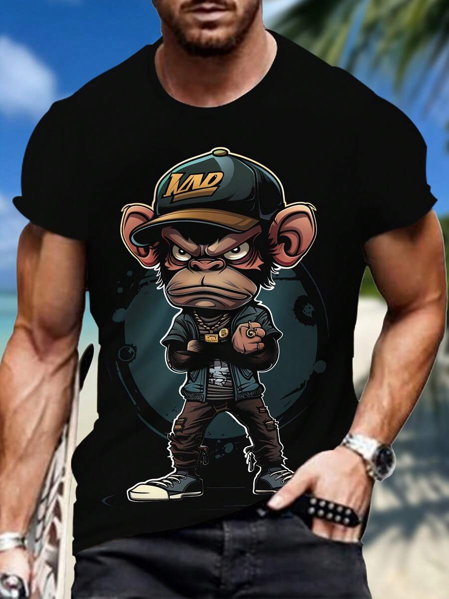 [Pierson Selection] Adult T-Shirt With 3D Digital Print, New Summer T-Shirt For Men - 木炭 - 查看 1