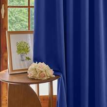 Plain Velvet Curtain With 8 Buttons (1 Piece), Soft And High Quality Fabric, Enhances The Style Of Your Home, Perfect To Complement Any Modern Decor Style. - Biru Terang - View 10