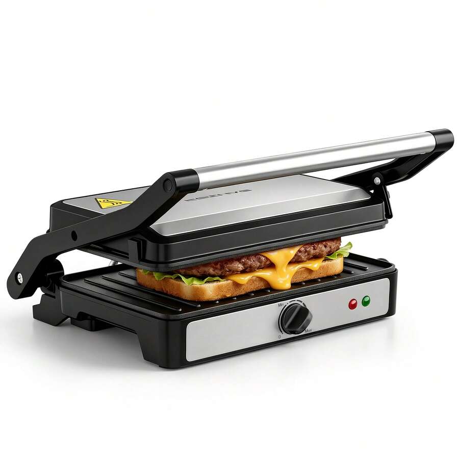 KEINVE 2-Slice Sandwich Maker, Electric Panini Press Grill With Non-Stick Coated Plates, Adjustable Temperature Control, 850W Fast Heating, Compact Design For Home Kitchen