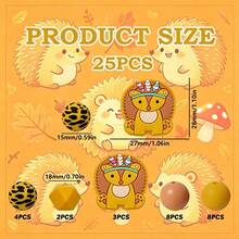 25PCS Hedgehog Series Silicone Beads Set Yellow Grey Blue Brown Cute Hedgehog Design Multi-Color Round Beads Suitable For DIY Jewelry Making Pen - 25pcs Hedgehog Silicone Set - View 12
