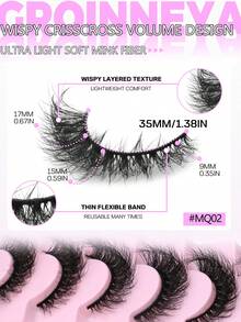 GROINNEYA 7 Pairs Fluffy Cat Eye False Eyelashes, High-Quality Faux Mink Lashes, Thick & Long, Fox Eye Lifting Look, Natural-Looking, Suitable For Any Casual Occasion - Black - View 4